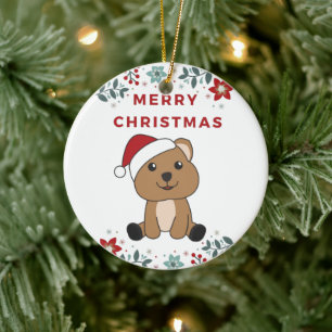 Quokka Weihnachtsschnee Wintertiere Quokkas Ceram Keramik Ornament