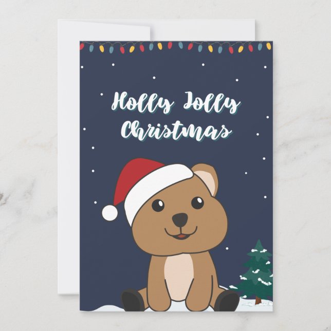 Quokka Weihnachtsschnee Wintertiere Quokkas Holid Feiertagskarte (Vorderseite)