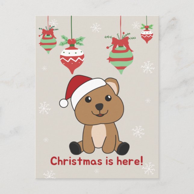 Quokka Weihnachtsschnee Wintertiere Quokkas Holid Feiertagspostkarte (Vorderseite)