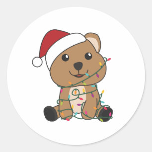 Quokka Weihnachtsschnee Wintertiere Quokkas Runder Aufkleber