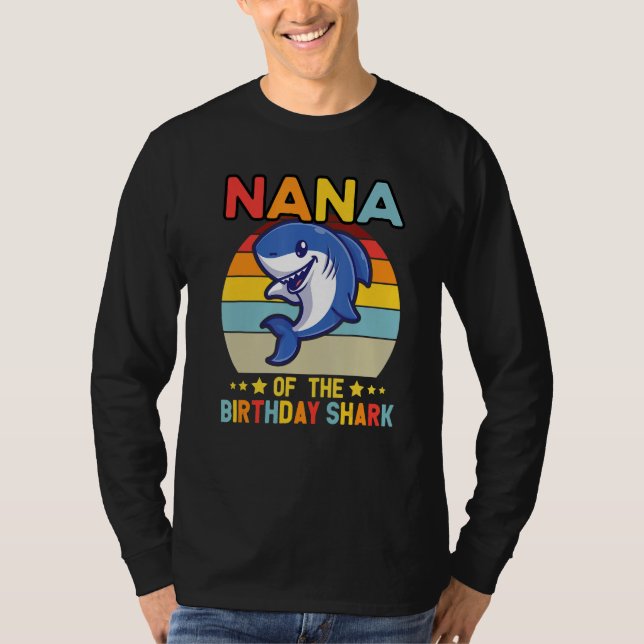 Quote Nana Of The Bday Boy Shark Ocean Matching Fa T-Shirt (Vorderseite)