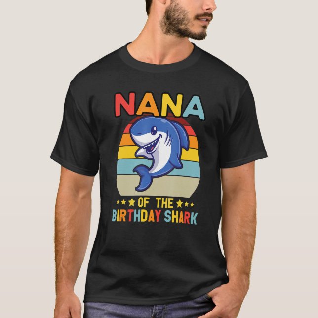 Quote Nana Of The Bday Boy Shark Ocean Matching Fa T-Shirt (Vorderseite)