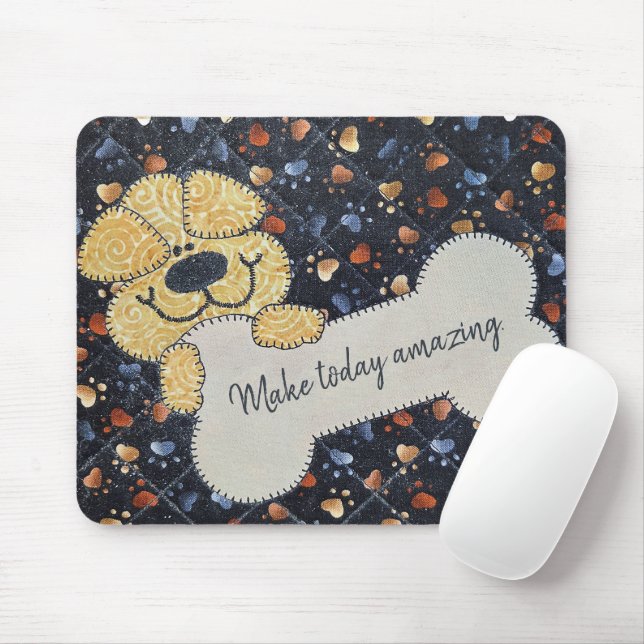 Quote Quilt Dog With Bone Mousepad (Mit Mouse)