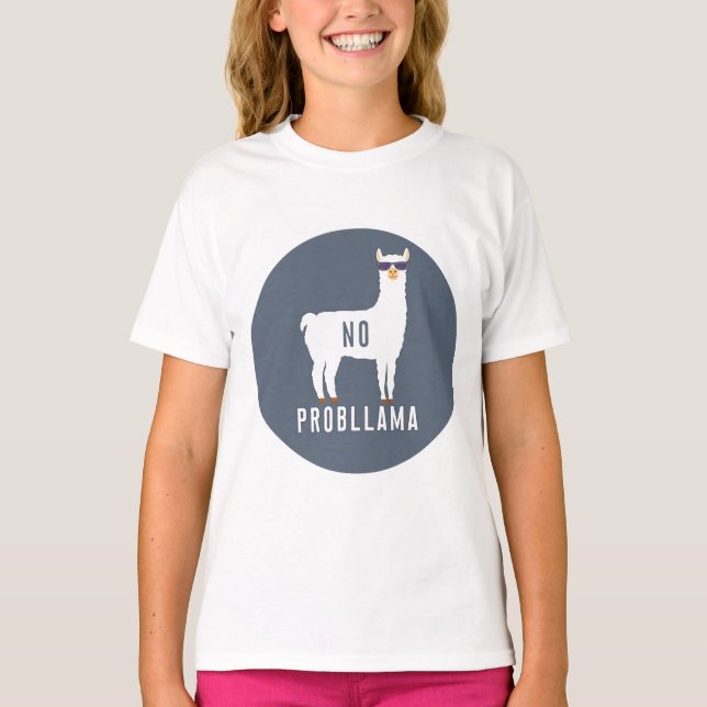 QUOTE WEISSE LLAMA NO PROBLAMMA Kreis T-Shirt (Vorderseite)