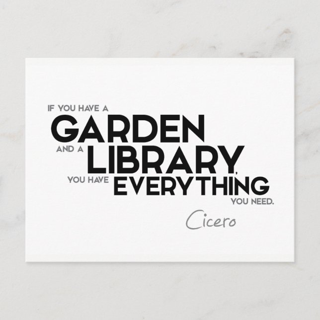 QUOTEN: Cicero: Garten und Bibliothek Postkarte (Vorderseite)