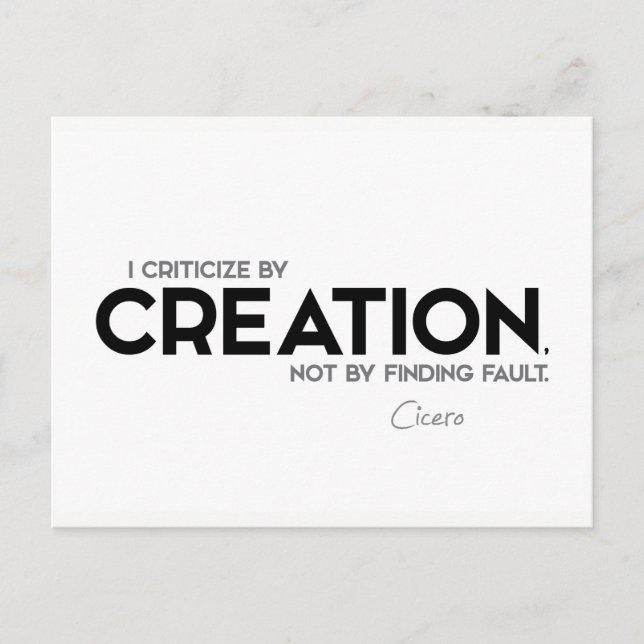QUOTEN: Cicero: Kritik durch Schöpfung Postkarte (Vorderseite)