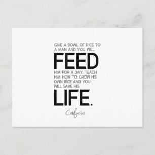 QUOTEN: Konfuzius: Reisschüssel, Reis anbauen Postkarte