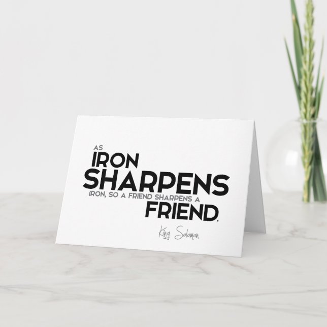 QUOTEN: König Solomon: Ein Freund schärft einen Fr Karte (Vorderseite)