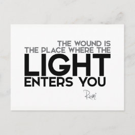 QUOTEN: Rumi: Licht dringt in dich ein Postkarte