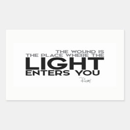 QUOTEN: Rumi: Licht dringt in dich ein Rechteckiger Aufkleber