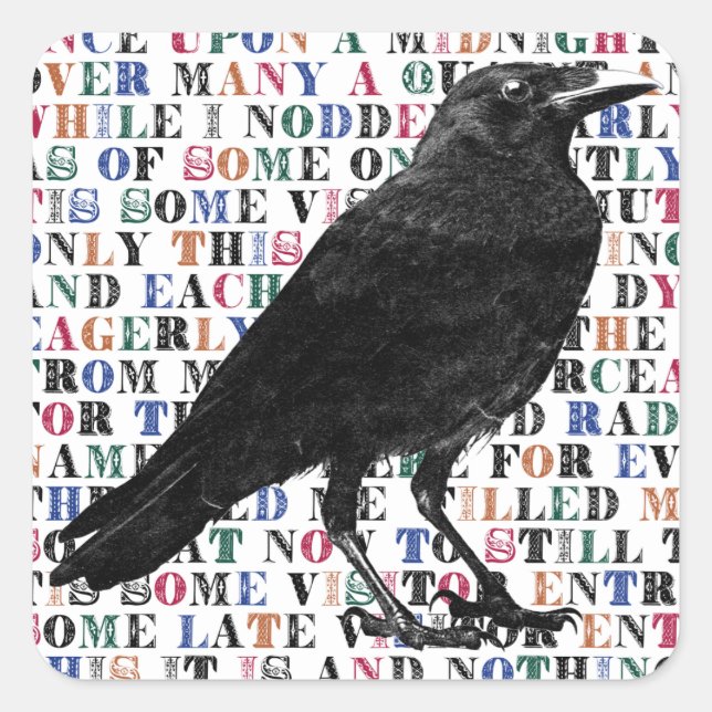 Quoth die Raven nie mehr Quadratischer Aufkleber (Vorderseite)