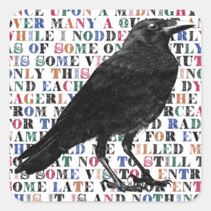 Quoth die Raven nie mehr Quadratischer Aufkleber