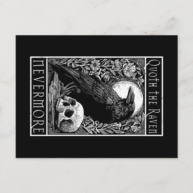Quoth the Raven - Nevermore - Edgar Allan Poe art Postkarte (Vorderseite)