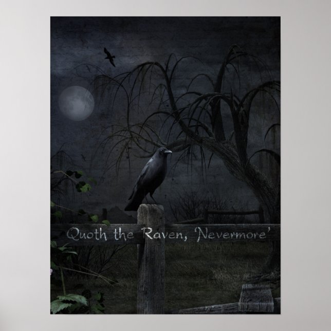 "Quoth the Raven, 'Nevermore' Gotisches Poster (Vorne)