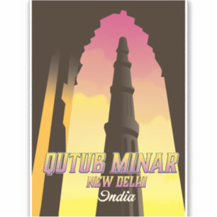 Qutub Minar New Delhi Indien Reiseplakat Aufkleber