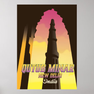 Qutub Minar New Delhi Indien Reiseplakat Poster