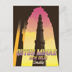 Qutub Minar New Delhi Indien Reiseplakat Postkarte