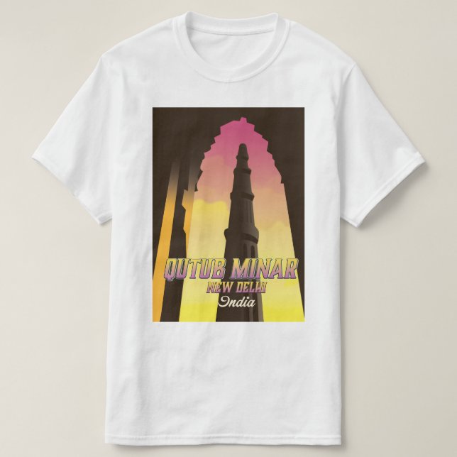 Qutub Minar New Delhi Indien Reiseplakat T-Shirt (Design vorne)