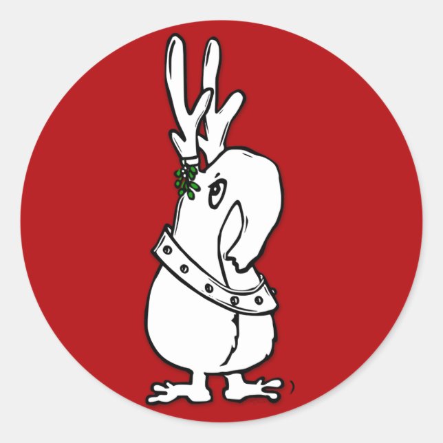 Qwirky Reindeer, um Ihre Umschläge zu versiegeln. Runder Aufkleber (Vorderseite)