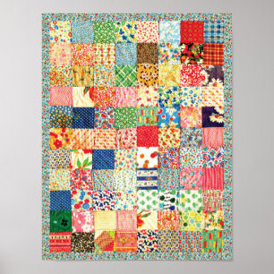 QWL Patchwork Quilt COLORFUL PATTERN BACKGROUND HO Poster