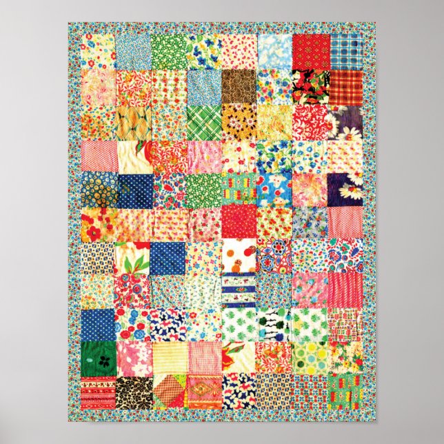 QWL Patchwork Quilt COLORFUL PATTERN BACKGROUND HO Poster (Vorne)