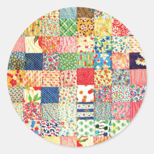 QWL Patchwork Quilt COLORFUL PATTERN HO HO Runder Aufkleber