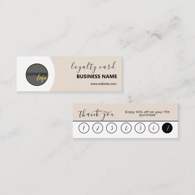 QYSTER WHITE BLACK BUSINESS LOGO 7 LOYALTY CARD MINI VISITENKARTE (Vorne/Hinten)