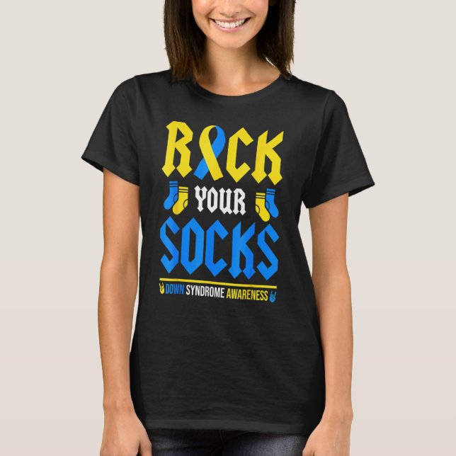 R0ck Your Socks World Down Syndrome Awareness Day T-Shirt (Vorderseite)