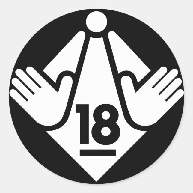 R18(W) RUNDER AUFKLEBER (Vorderseite)