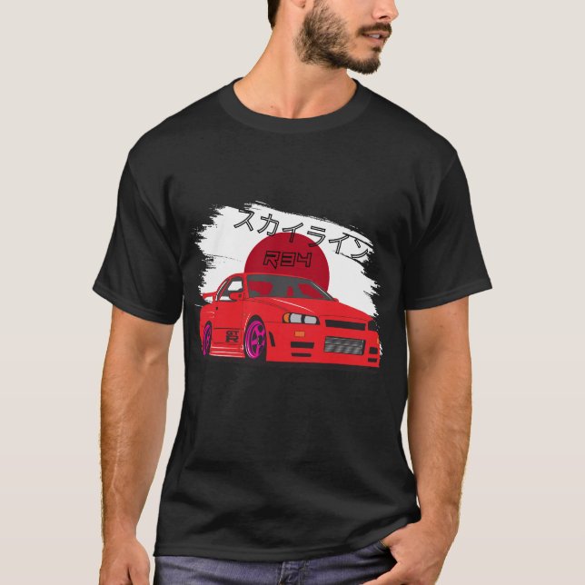 R34 Skyline Japan Style JDM Auto Kunst T-Shirt (Vorderseite)