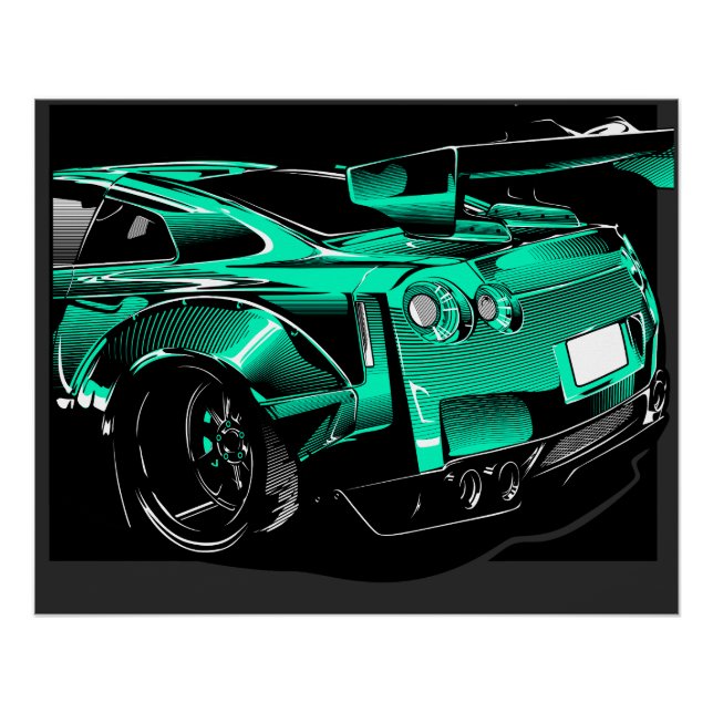 R35 GTR Green Tunning Bodykit Poster (Vorderseite)