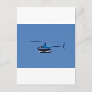 R44 helicopter with floats postkarte