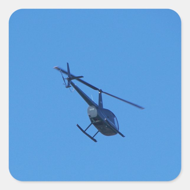 R44 Hubschrauber Quadratischer Aufkleber (Vorderseite)