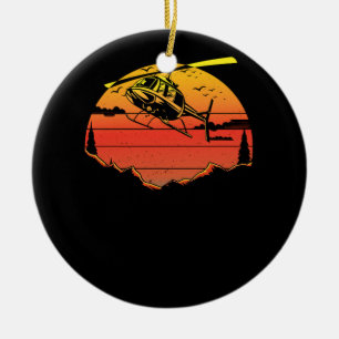 R44 Hubschrauberpilot Aviation Sunset Mountain Air Keramik Ornament