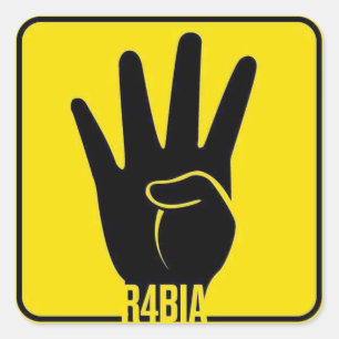 R4BIA, free Egypt, Stop Killing Innocents Quadratischer Aufkleber