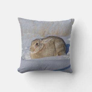 R5 Cottontail Kaninchen im Schnee Kissen