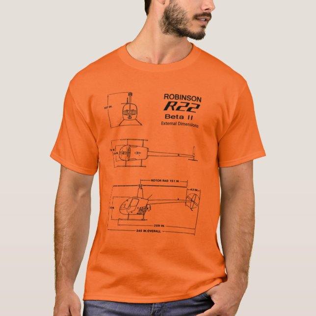 R-22 Robinson Hubschrauber-Plan-T - Shirt (Vorderseite)