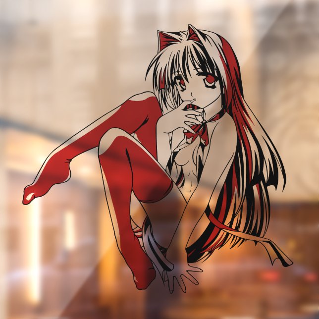 R & B Manga, Neko Catgirl Furry Loli Anime Fensteraufkleber (Blatt 2)