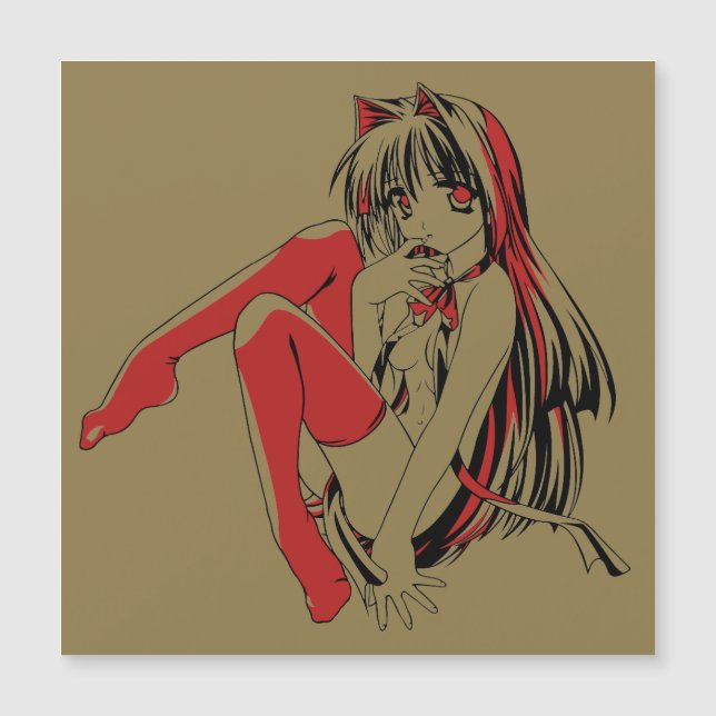 R & B Manga, Neko Catgirl Furry Loli Anime Magnetkarte (Vorderseite)