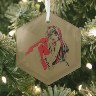 R&B Manga, Neko Catgirl Furry Loli Anime Ornament Aus Glas