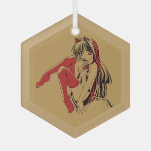 R & B Manga, Neko Catgirl Furry Loli Anime Ornament Aus Glas