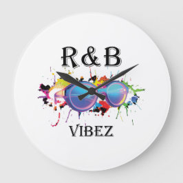 R&B Vibez Grafik-T-Shirt | Farbige Musikaesthetic Große Wanduhr