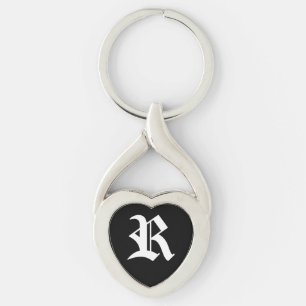 "R" Black Heart Keychain Schlüsselanhänger