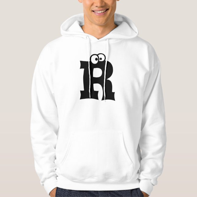 R, Buchstabe mit Augäpfeln Hoodie (Vorderseite)