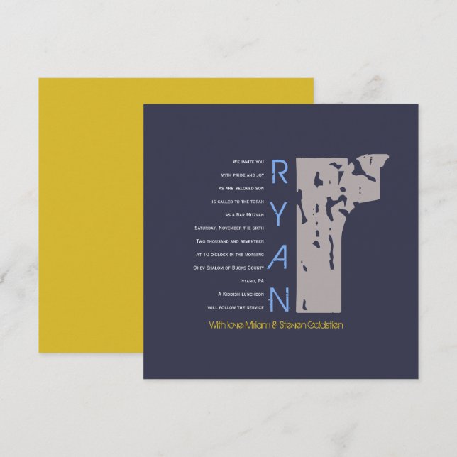 R Einladung zur ersten Sammlung Bat Bar Mitzvah (Vorne/Hinten)