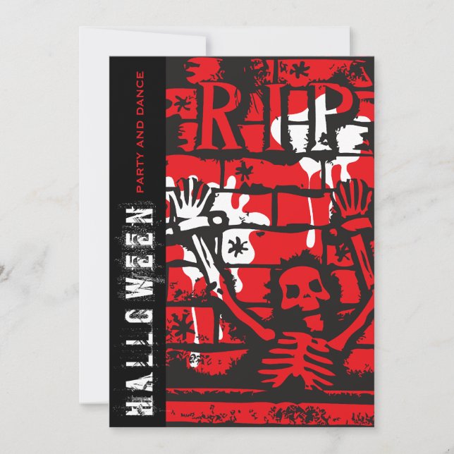 R.I.P Beängstigendes Halloween-Party für Blut und  Einladung (Vorderseite)