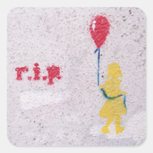 r.i.p. Schablone : Mädchen mit dem roten Ballon Quadratischer Aufkleber