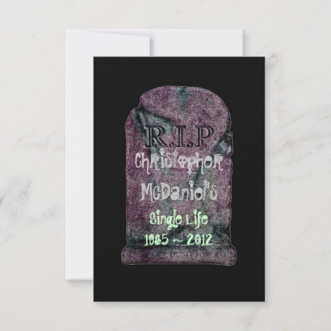 "R.I.P Single Life"- Bachelor Party Einladung (Vorderseite)