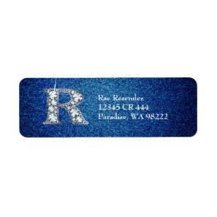 R Imitate Diamond auf Denim Rücksendeadresse-Label