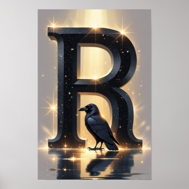 R is for Raven – Halloween Alphabet Letter Poster  (Vorne)